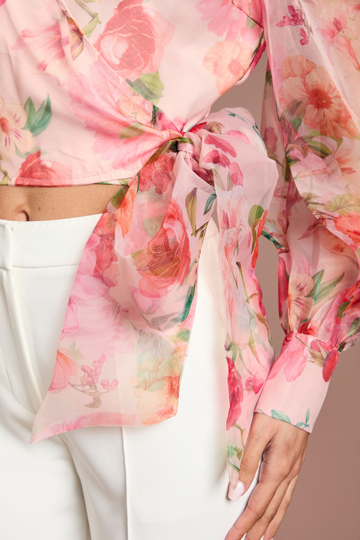 Coast Printed Organza Wrap Top Blush image 5