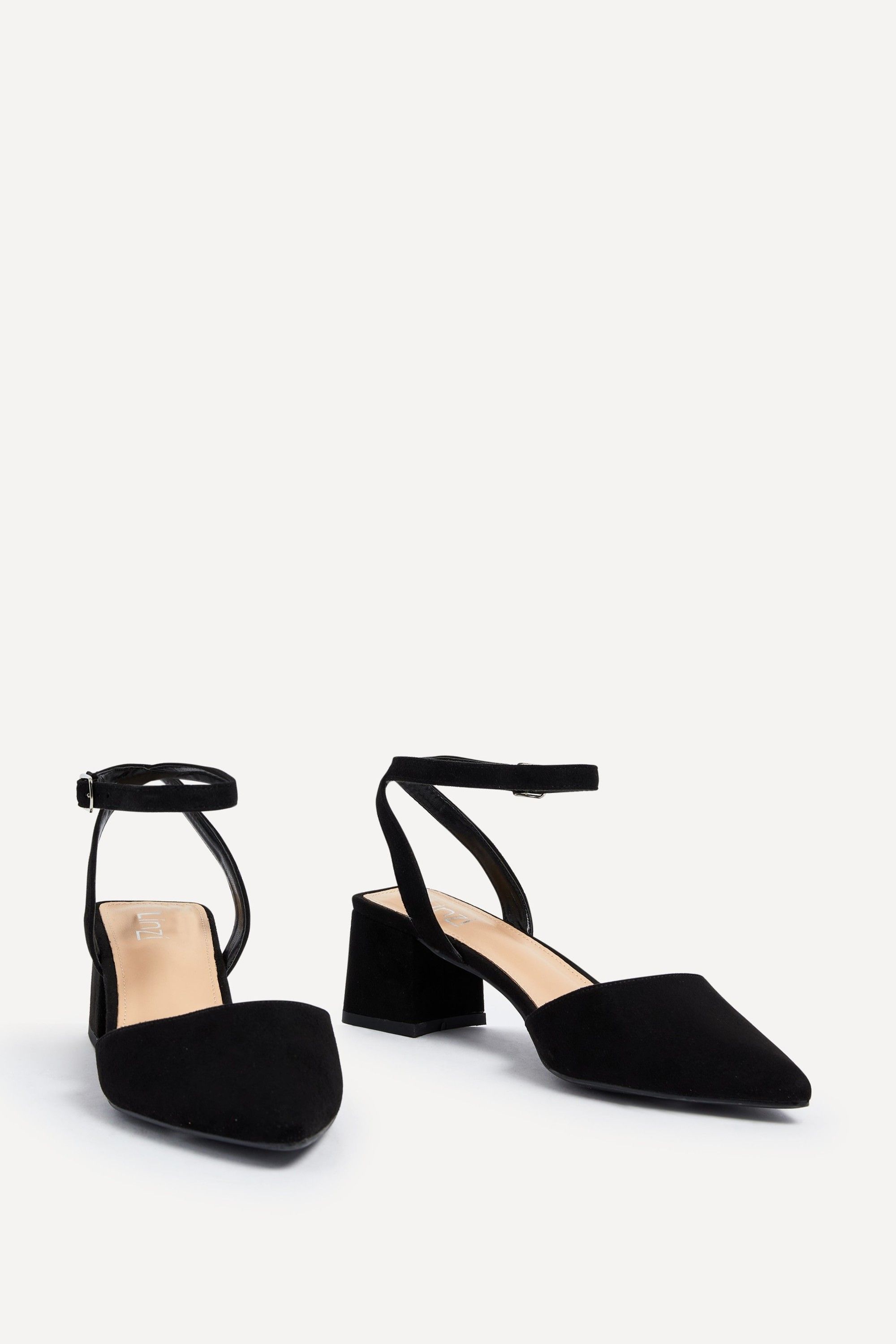 Linzi Suzy Wide Fit Black Faux Suede Court Heel image 3