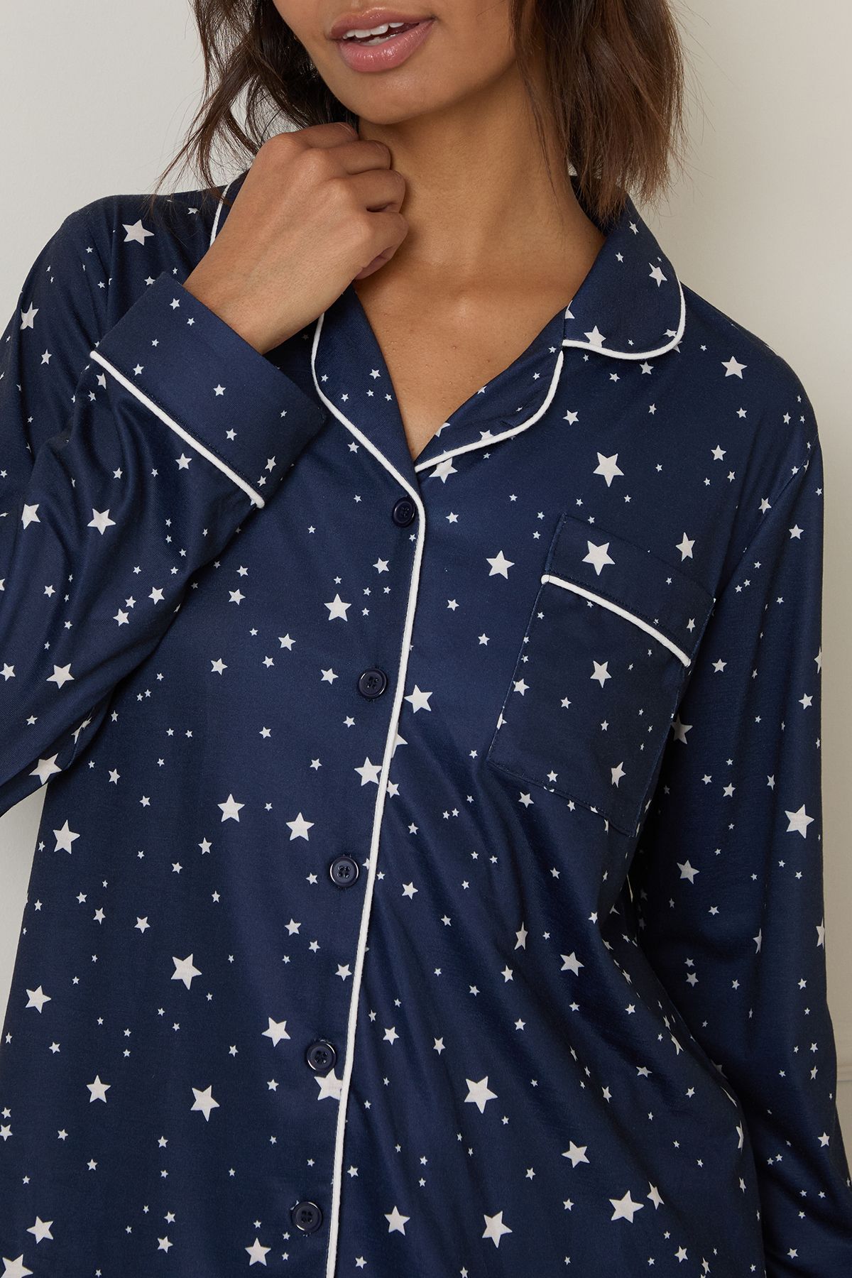 Dorothy Perkins Navy Star Tipped Long Sleeve Pyjama Set Navy image 5