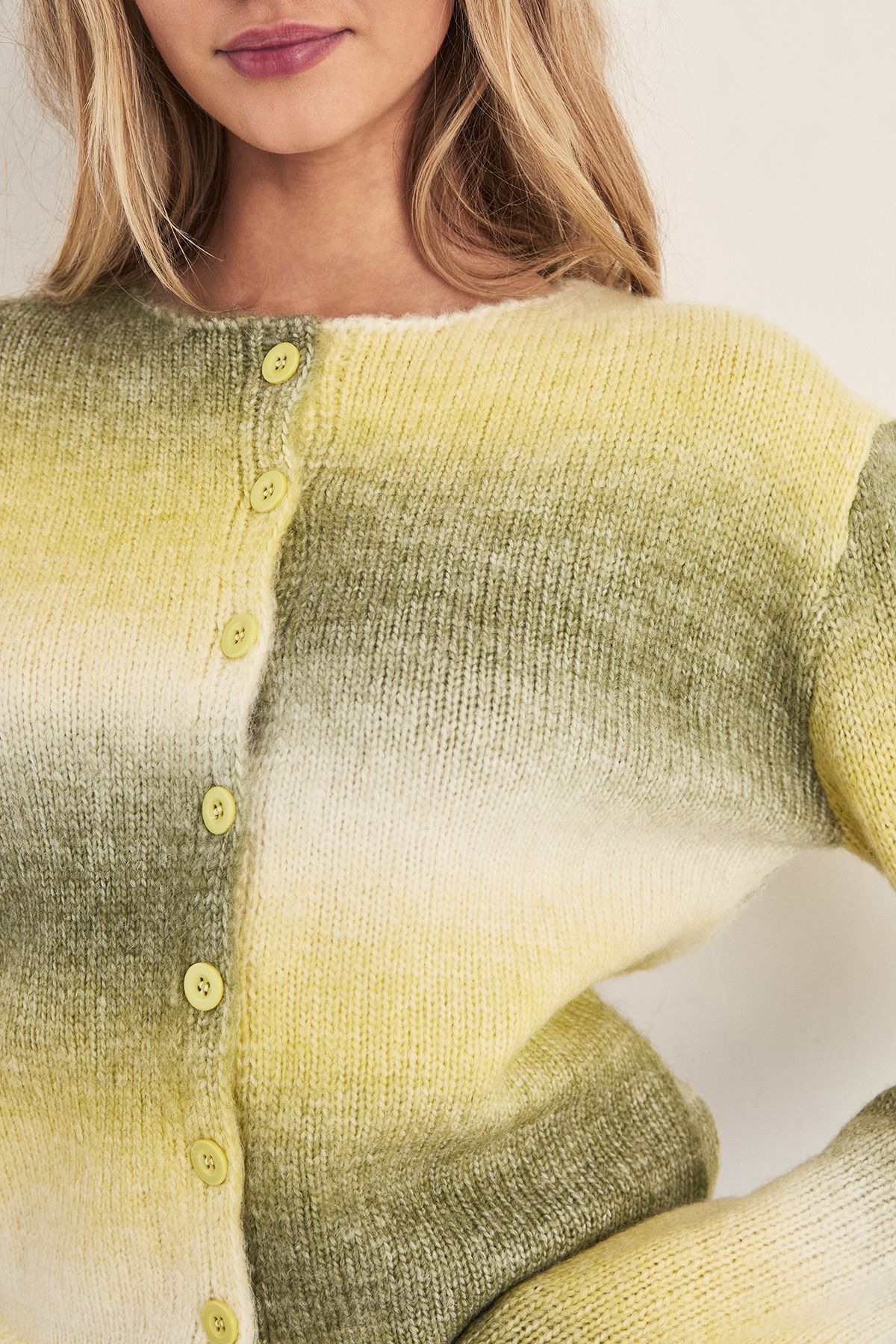 NastyGal Knitted Stripe Ombre Cardigan Green image 2