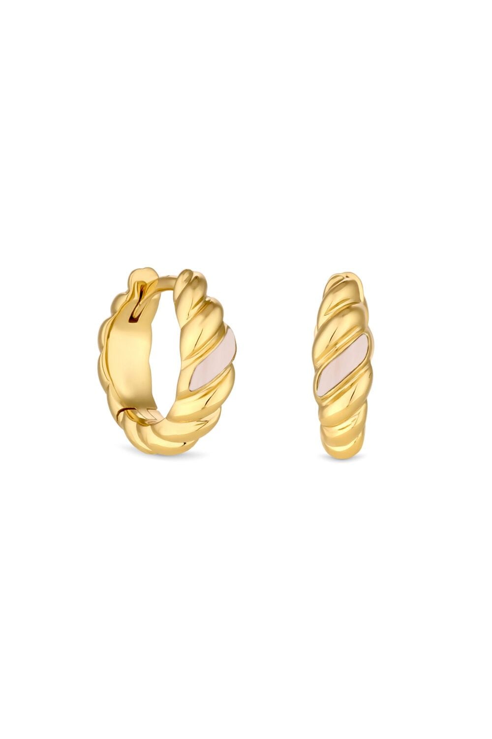 Inicio 14K Real Gold Plated Opal Hoop Earrings - Gift Pouch