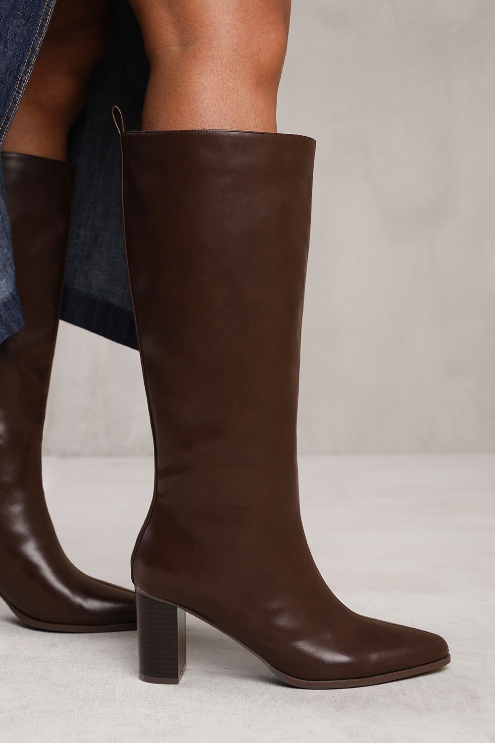 Where's That From 'Delta' Block Heel Knee High Boots With Side Zip image 4