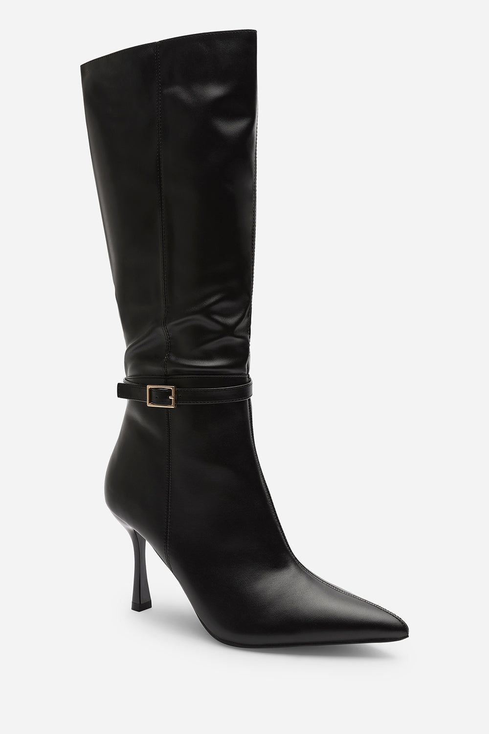 Where's That From 'Giada' Pointed Toe Knee High Stiletto Heel Boots with Side Buckle image 3