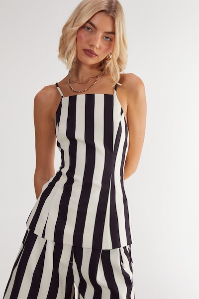 NastyGal Stripe Print Tailored Backless Top Mono