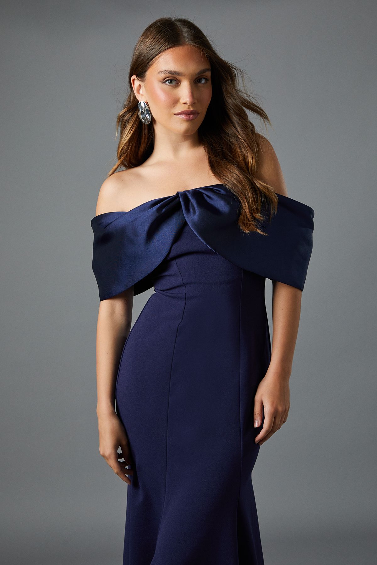 Coast Satin Sleeve Scuba Midi Dress Navy image 2