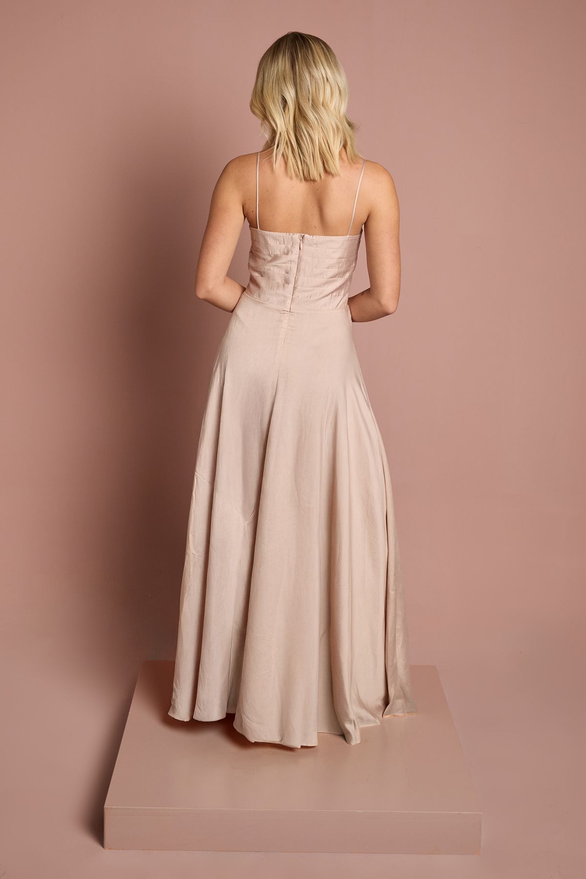 Coast Teen Satin Pleat Detail Bridesmaid Dress Blush image 3