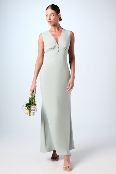 Coast V Neck Empire Seam Crepe Bridesmaid Dress Sage