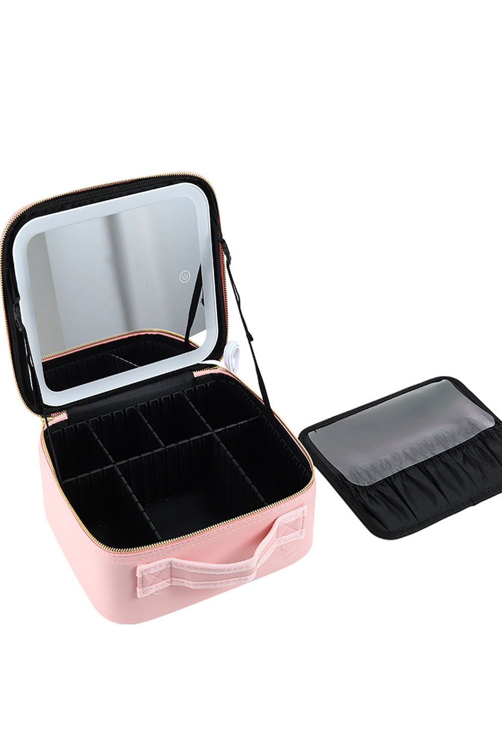 Living and Home Makeup Storage Bag with Three Colour LED Mirror image 5