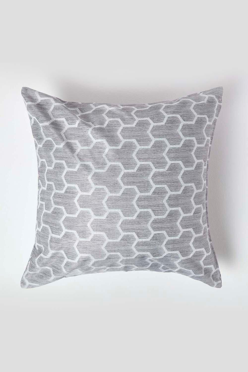 Homescapes Geometric Jacquard Cushion Cover image 1
