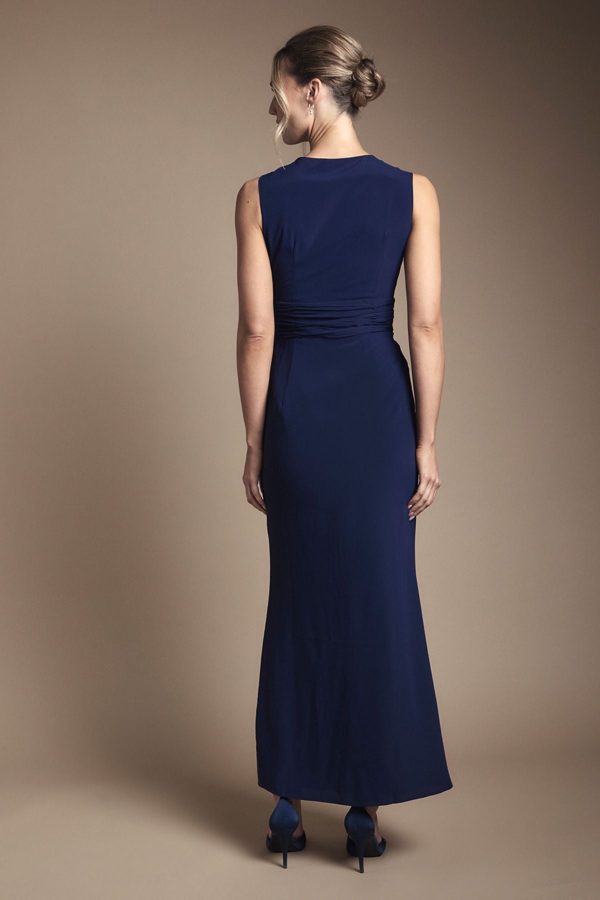 Coast Wrap Front Pleat Waist Maxi Bridesmaid Dress Navy image 3