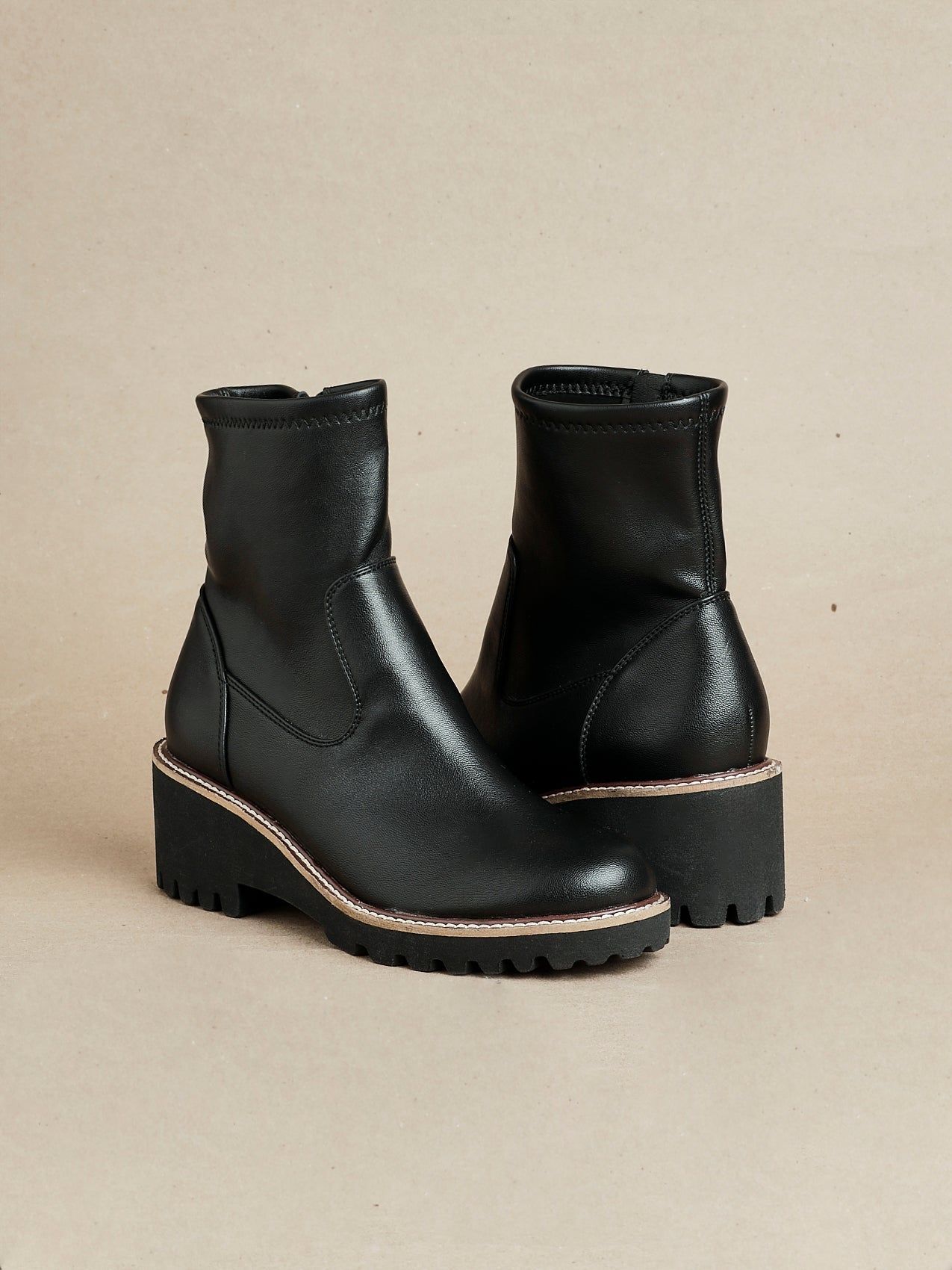 Linzi Trish Black Faux Leather Wedged Heel Ankle Boot image 2