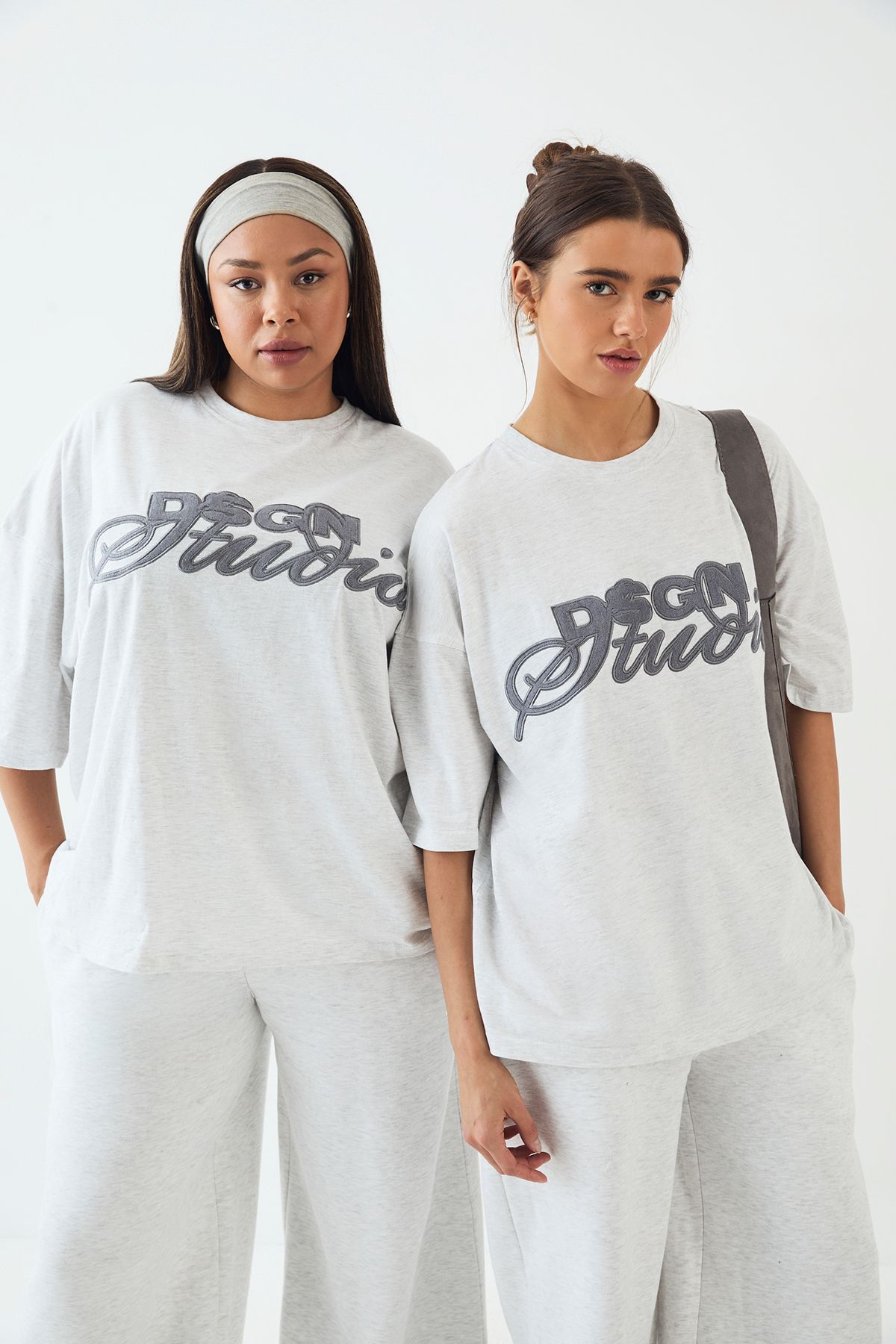 DSGN Studio DSGN Studio Towelling Applique Oversized T-Shirt Ash Grey image 1