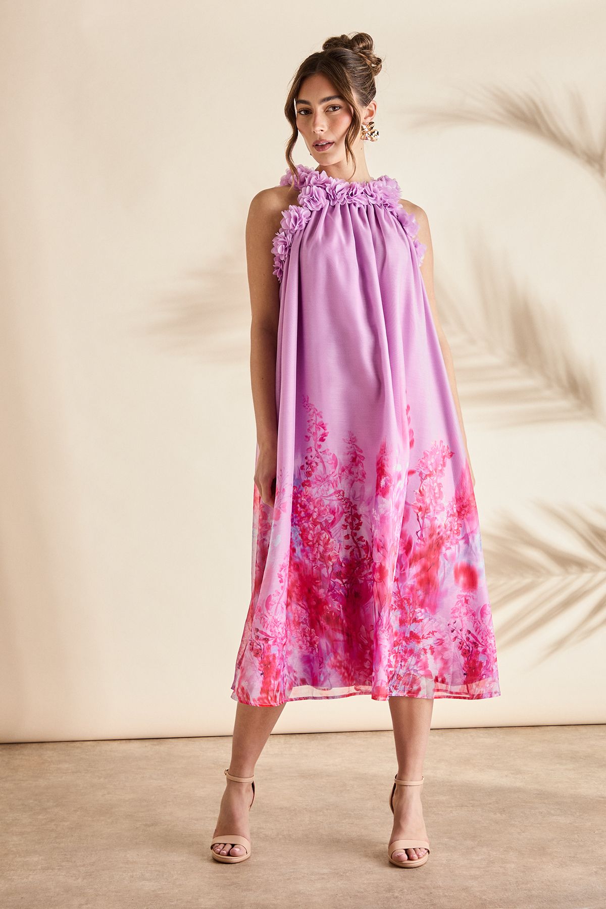 Coast Floral Edge Printed Trapeze Midi Holiday Dress Multi image 4