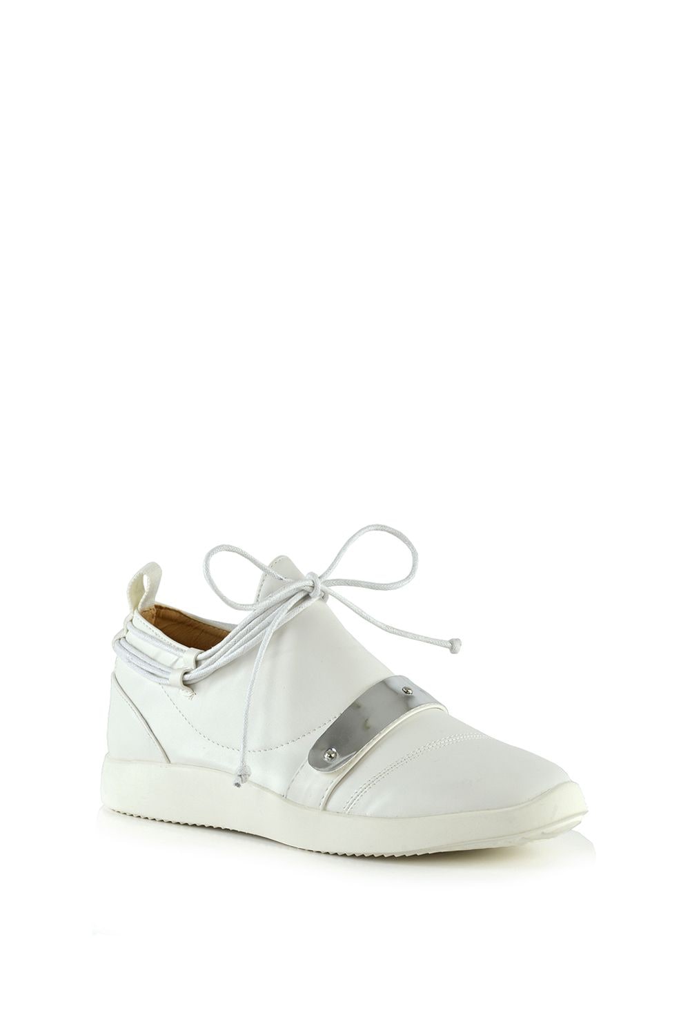 XY London 'Evanescence' Lace Up Flat Rubber Sole Trainers with Metallic Details image 2