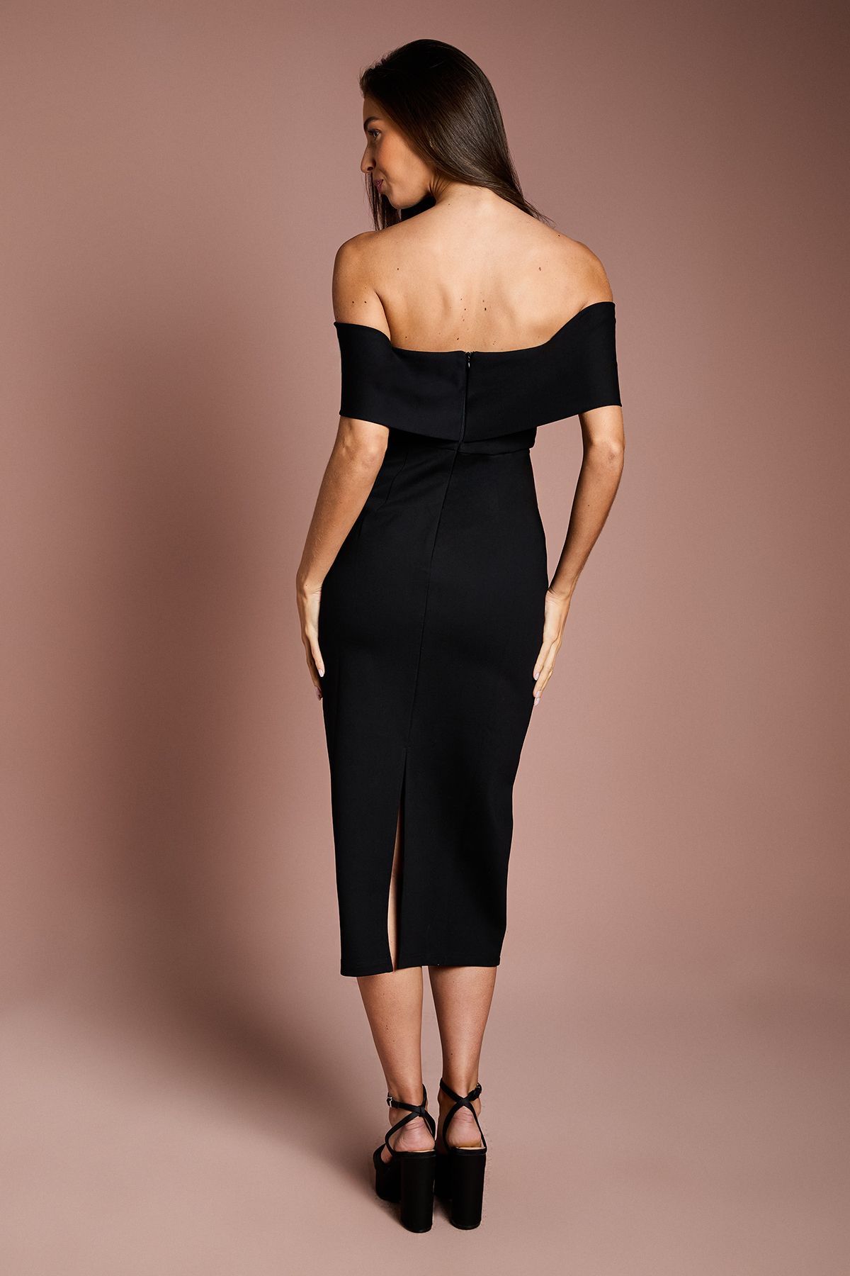 Coast Bardot Ponte Column Midi Dress Black image 3