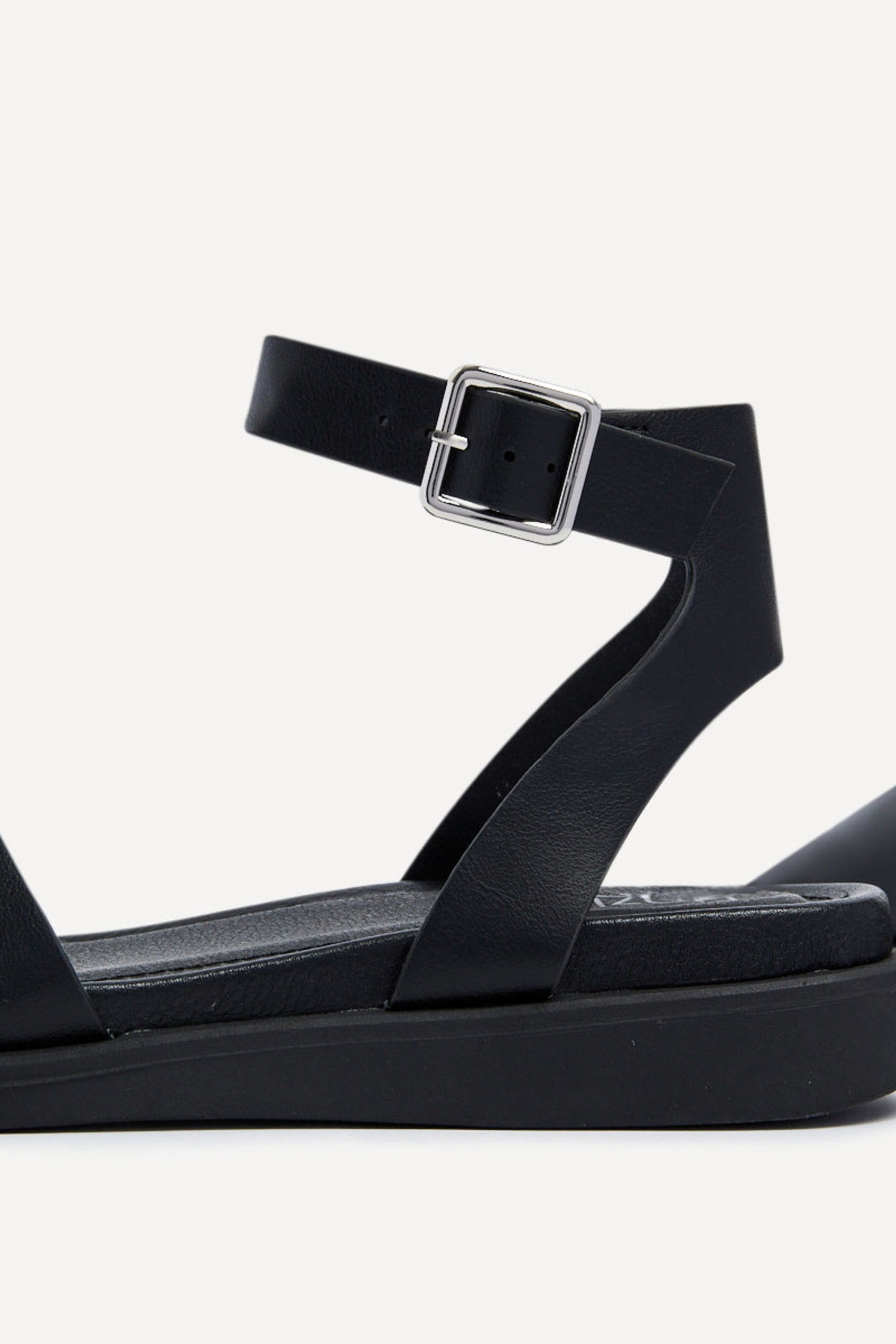 Linzi Kara Black Faux Leather Flatform Sandals image 5