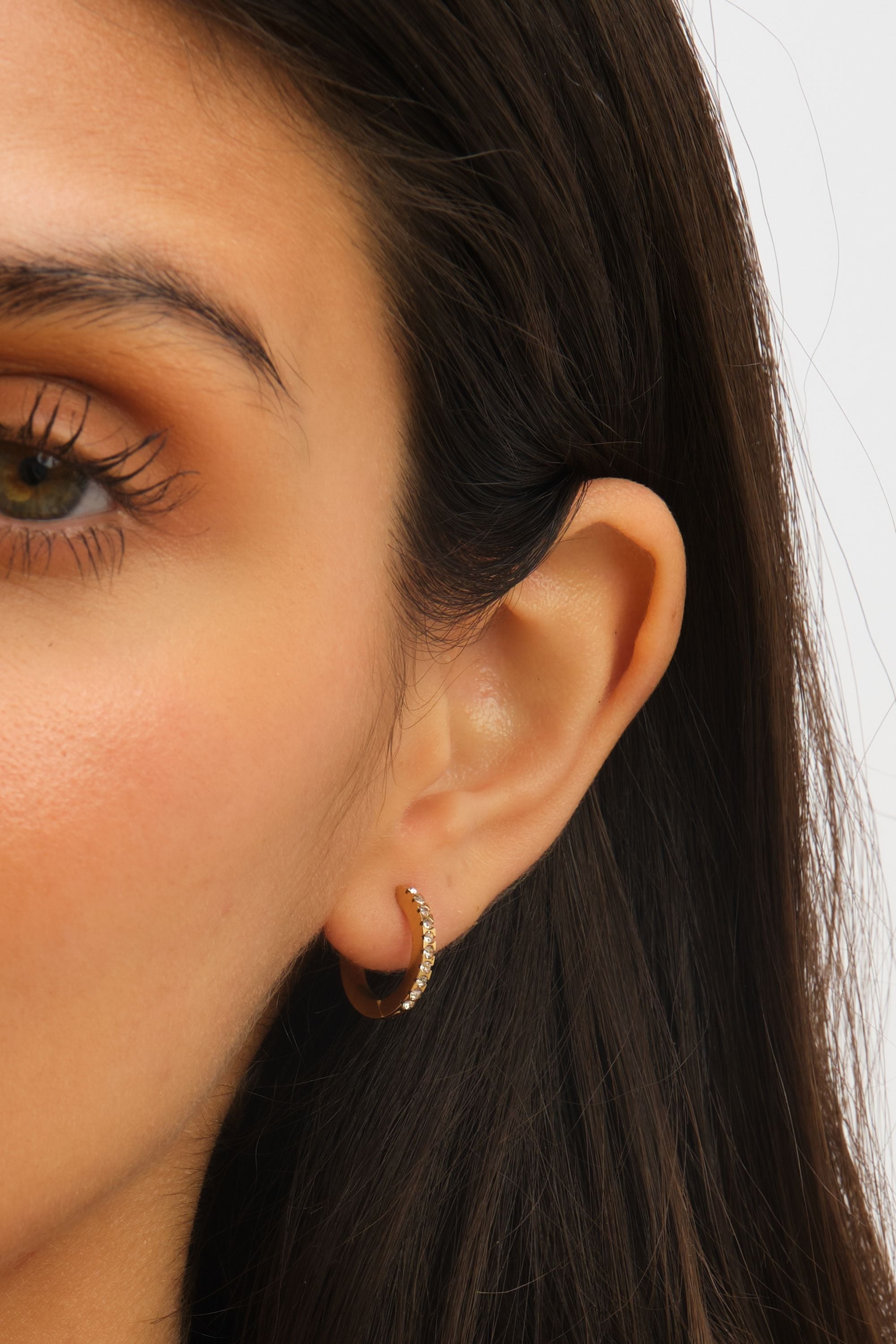 Jon Richard Waterproof Gold Plated Crystal And Polished Huggie Hoop Earrings image 4