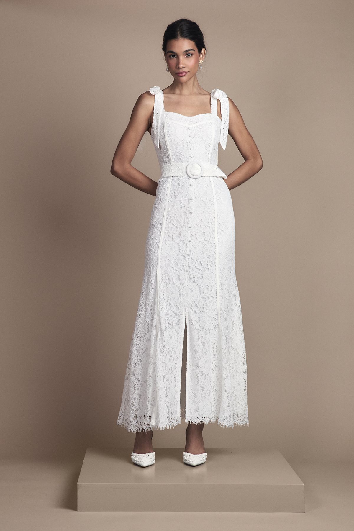 Coast Lace Bow Shoulder Maxi Wedding Dress Ivory