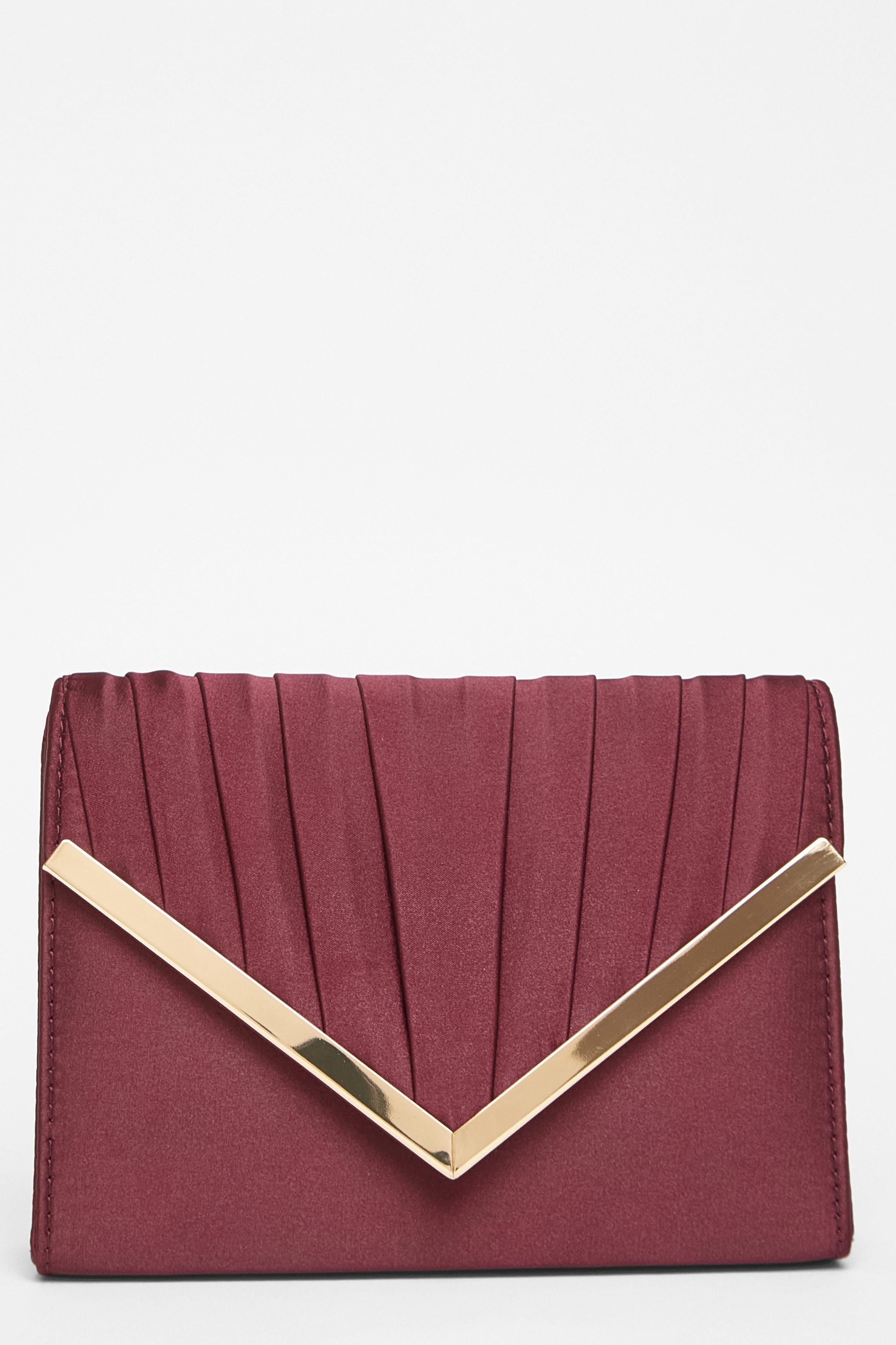 Quiz Burgundy Pleated Clutch Bag image 3