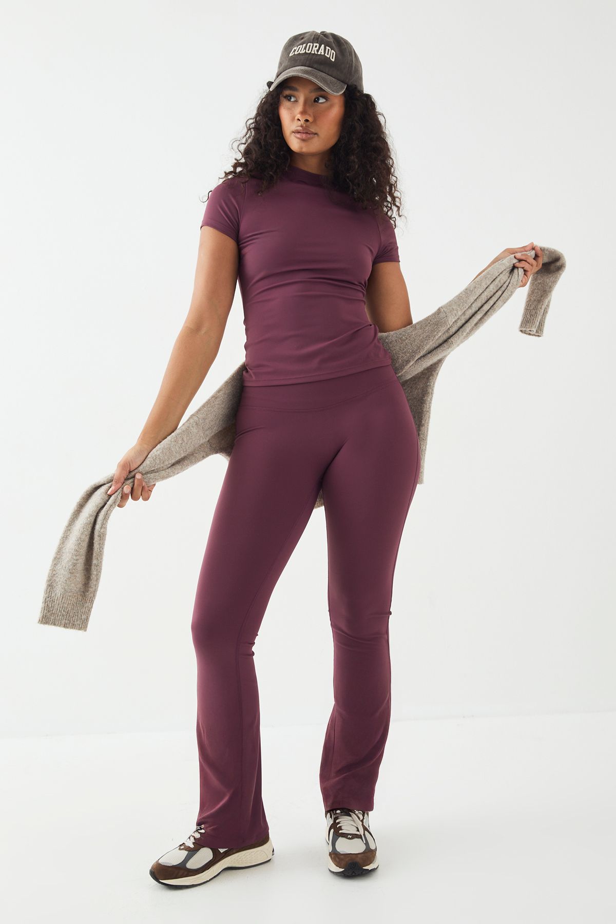 DSGN Studio DSGN Studio Sports Ultra Sculpt High Waist Flared Legging Plum image 1