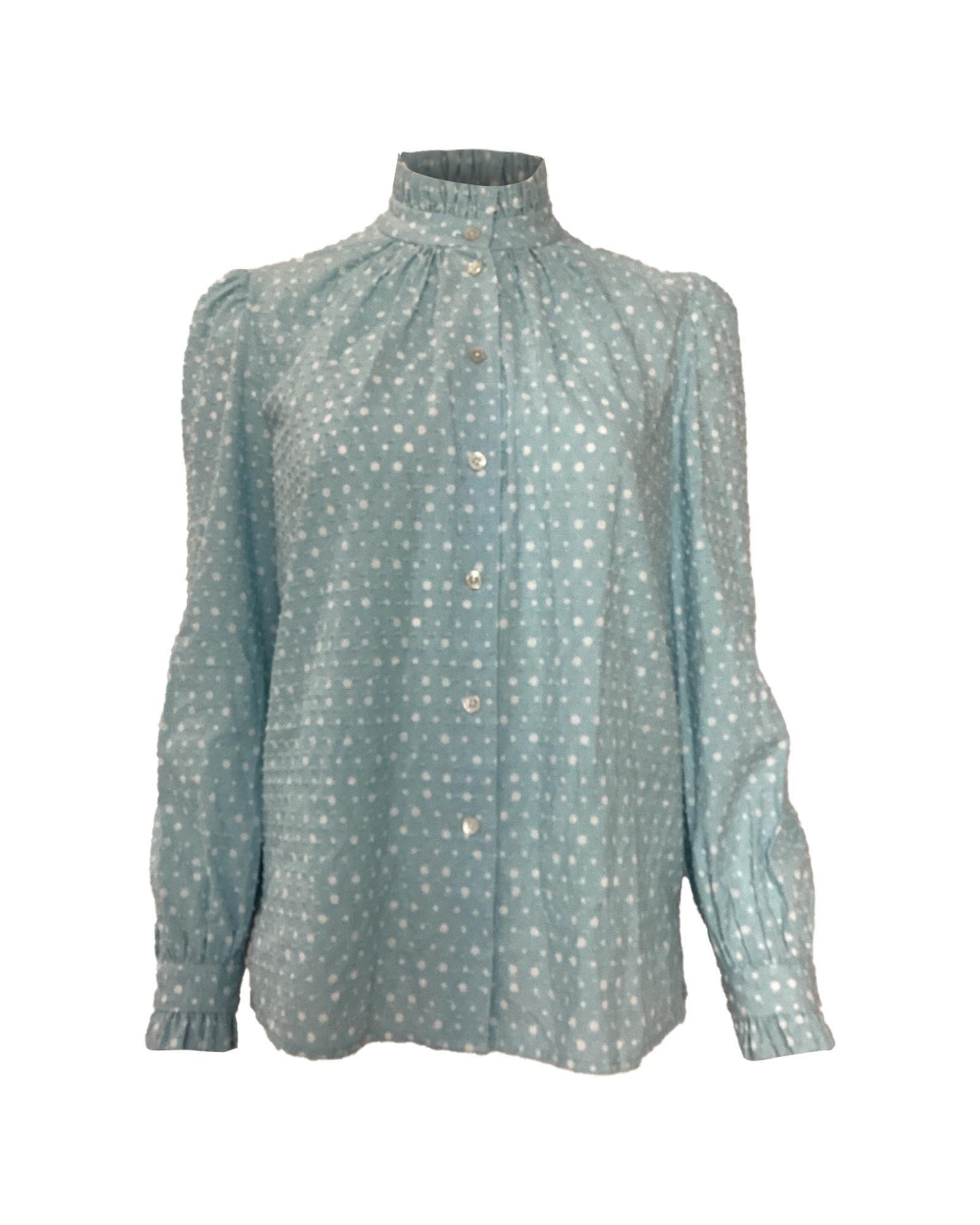 Marc Jacobs Preloved Polka Dot High Neck Blouse Wo - Blue | Light Blue image 1