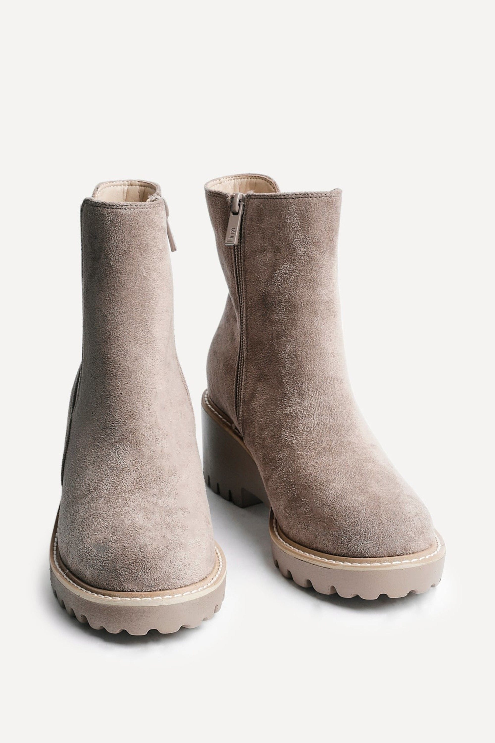 Linzi Attend Taupe Faux Suede Wedged Ankle Boot image 3