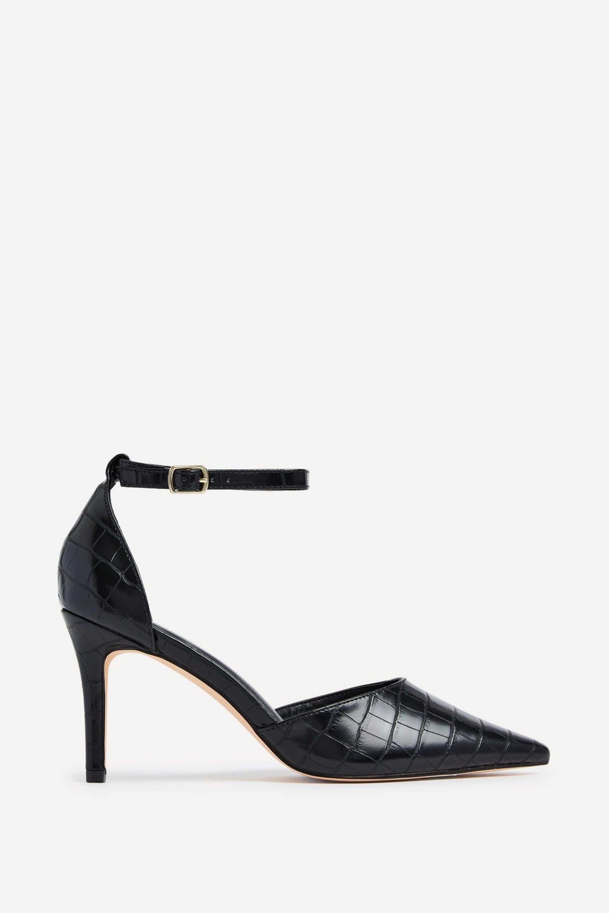 Linzi Maci Black Croc Faux Leather Stiletto Court Heel image 1