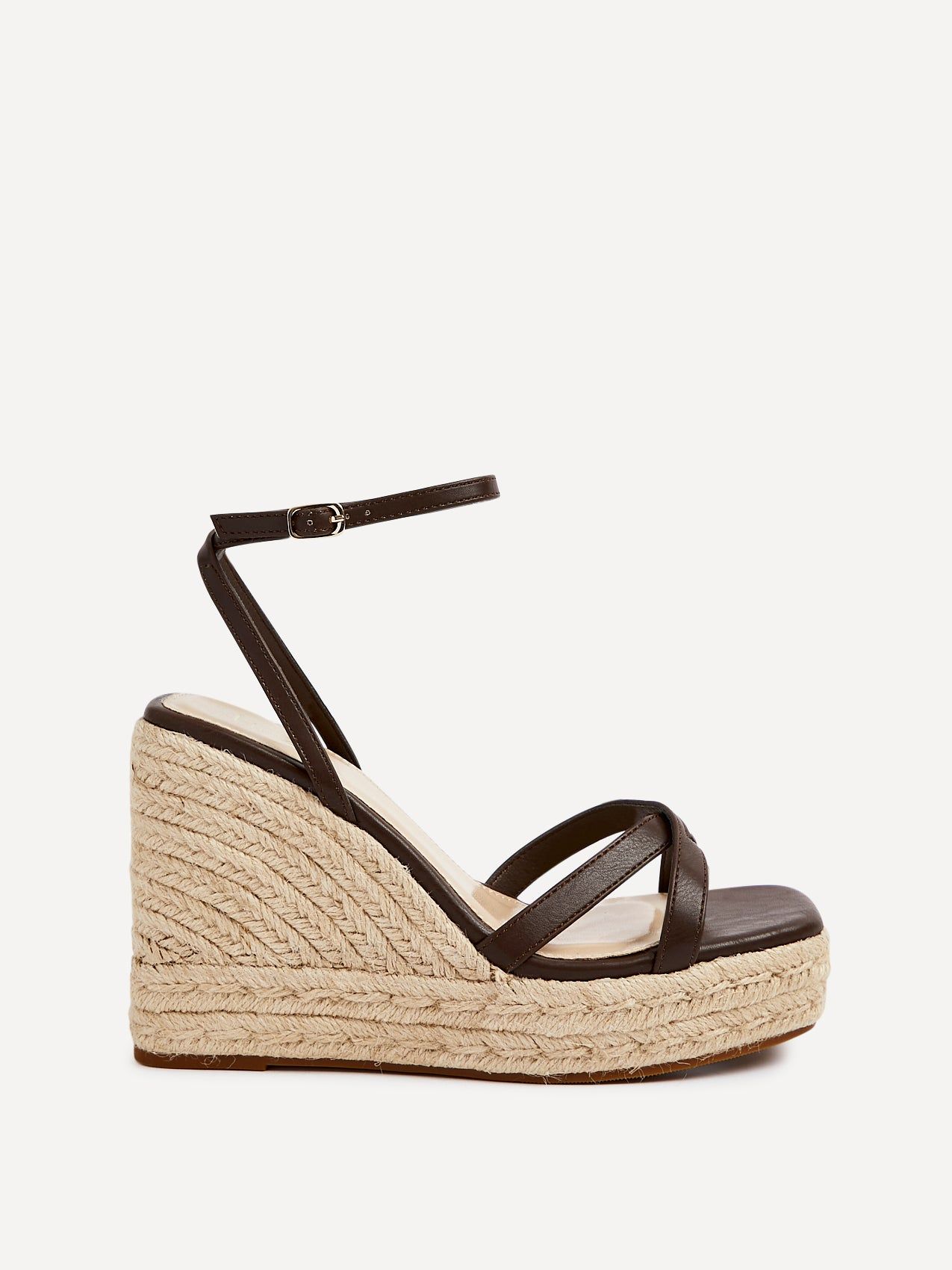 Linzi Desta Brown Nubuck Strappy Rope Wedges