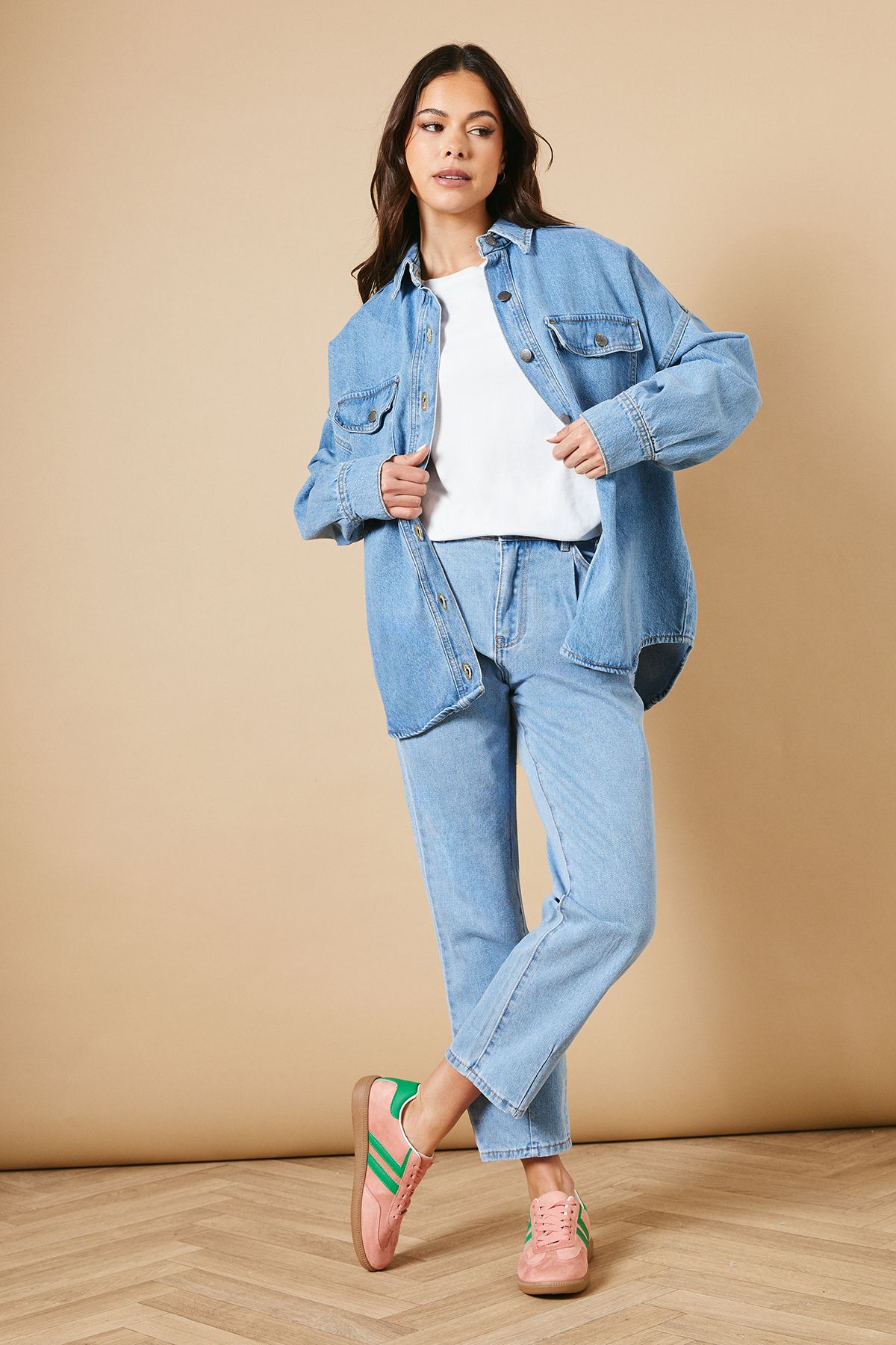 Oasis Anjali Faux Suede Contrast Stripe Lace Up Trainers Pink image 3