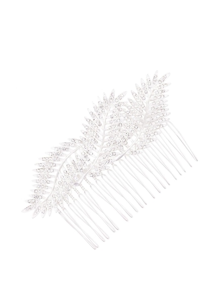 Jon Richard Fern Pave Silver Plated Leaf Comb - Gift Pouch