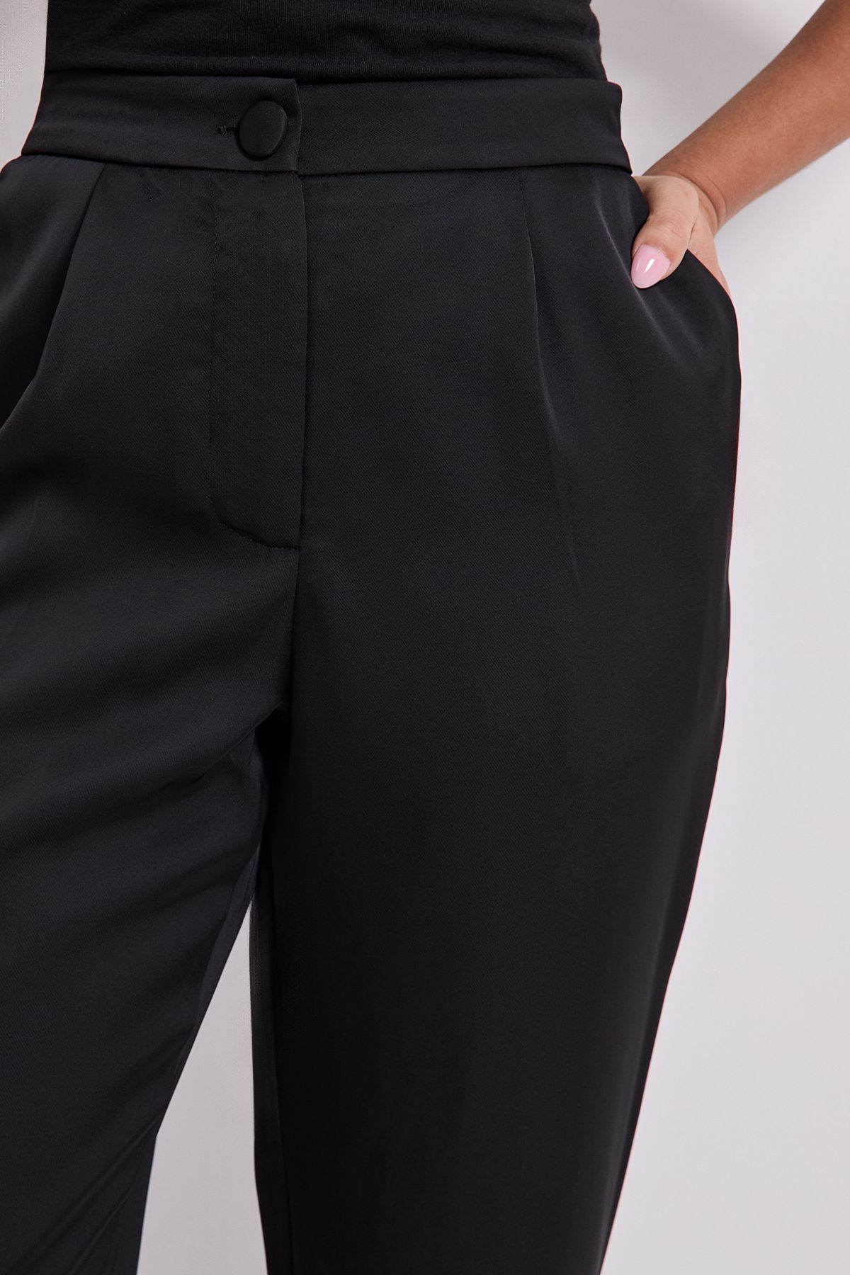 Dorothy Perkins Petite Satin Tapered Trouser Black image 4