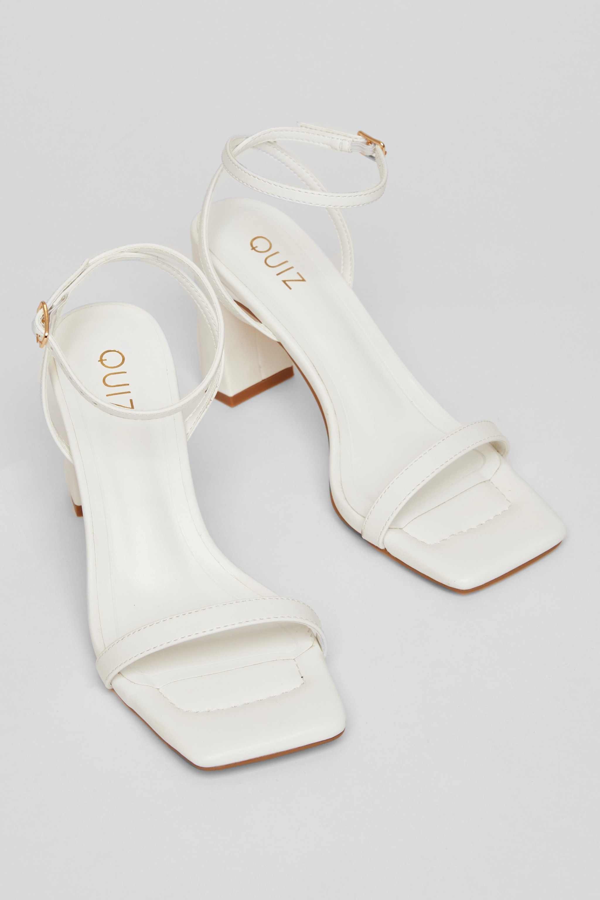 Quiz White Barely There Block Heels image 2