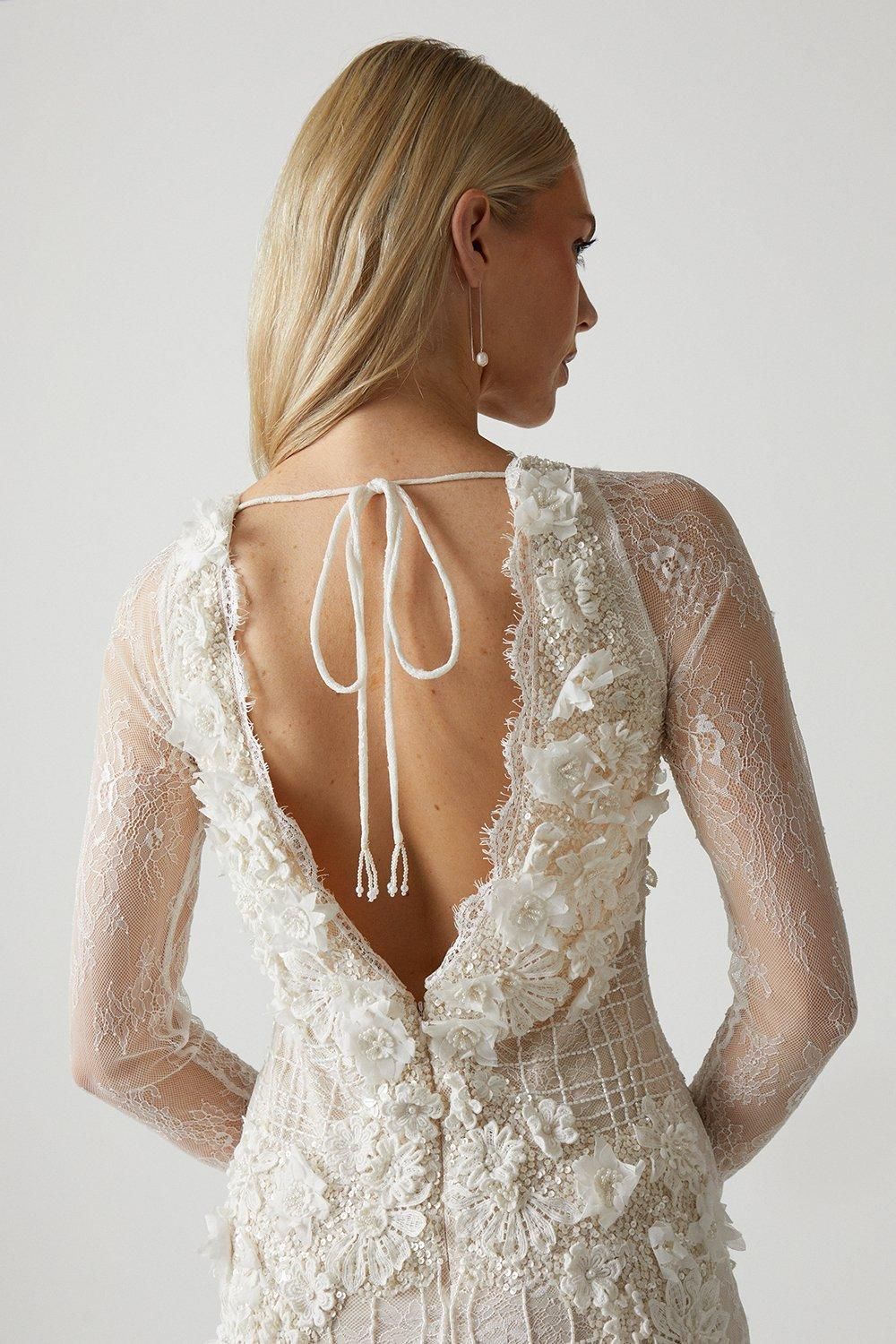 Coast 3d Floral Embellished Lace Wedding Dress Ivory image 4