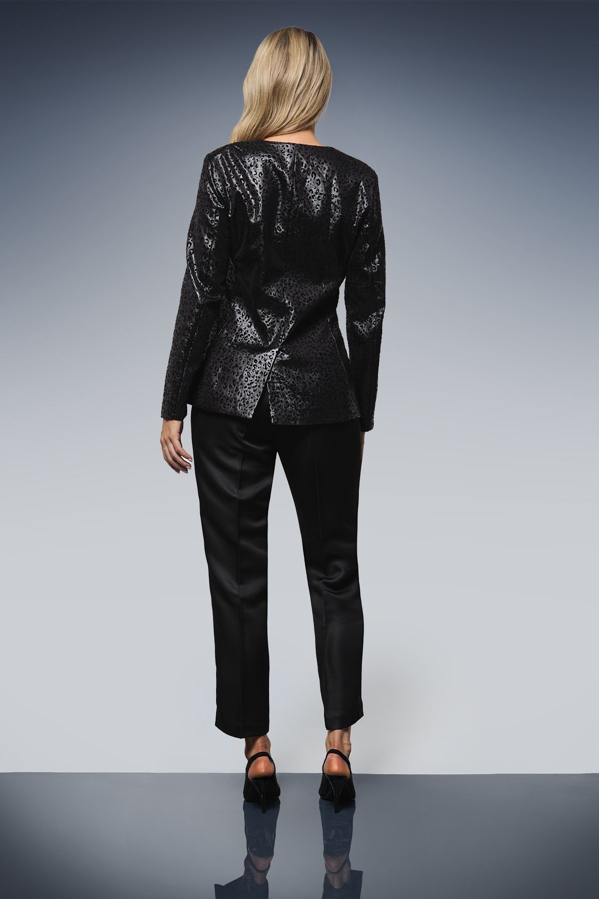 Dorothy Perkins Leopard Print V Neck Blazer Black image 3