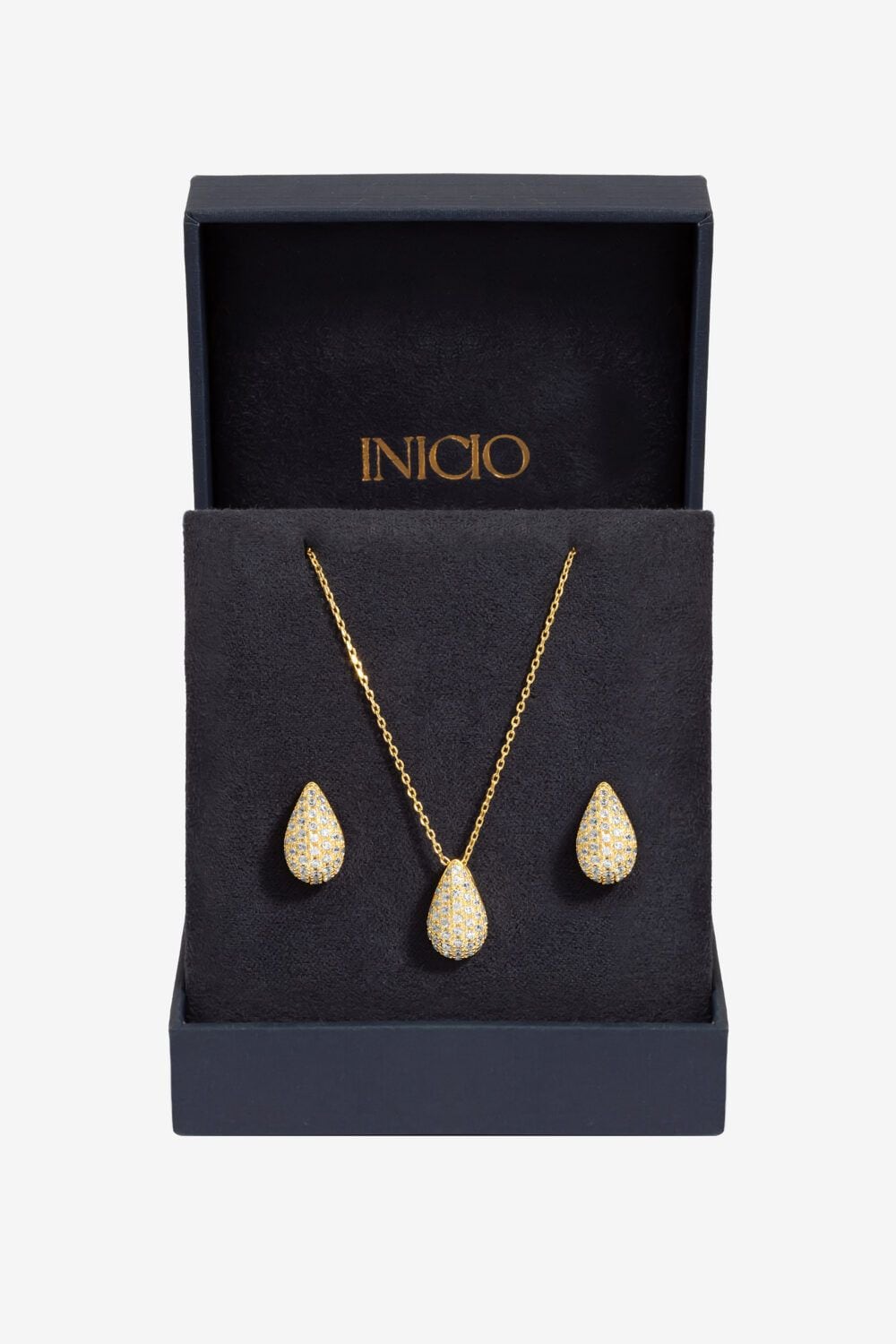Inicio Gold Plated Cubic Zirconia Teardrop Set  - Gift Box image 1