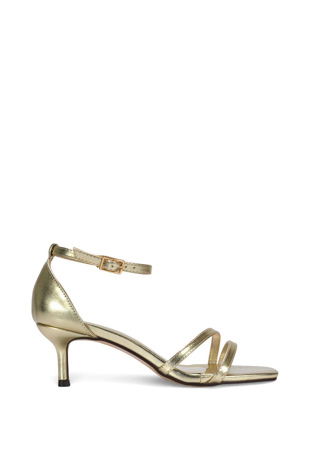 XY London 'Lea' Open Toe Strappy Low Kitten Heel Sandal Shoes