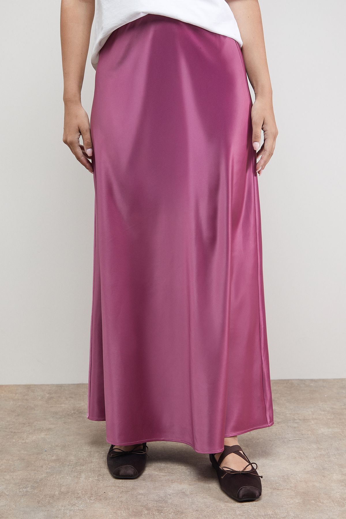 Oasis Bias Cut Satin Maxi Skirt Mauve image 2
