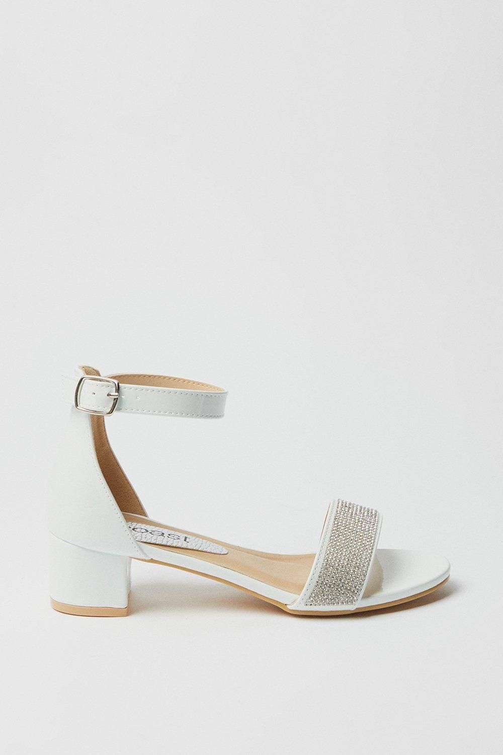 Coast Flower Girl Jasmine Diamante Low Block Heeled Sandals White image 2
