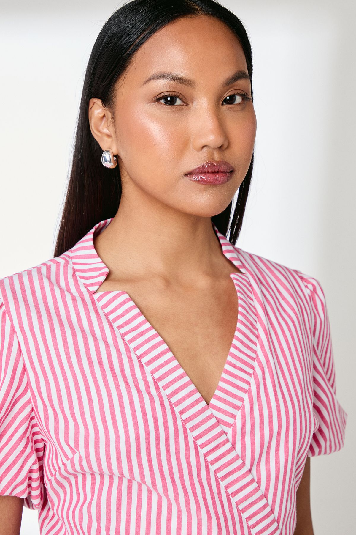 Principles Pink Stripe D - Ring Cotton Poplin Wrap Dress Pink image 4