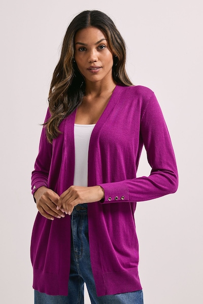 Dorothy Perkins Plum Longline Button Cuff Cardigan Plum