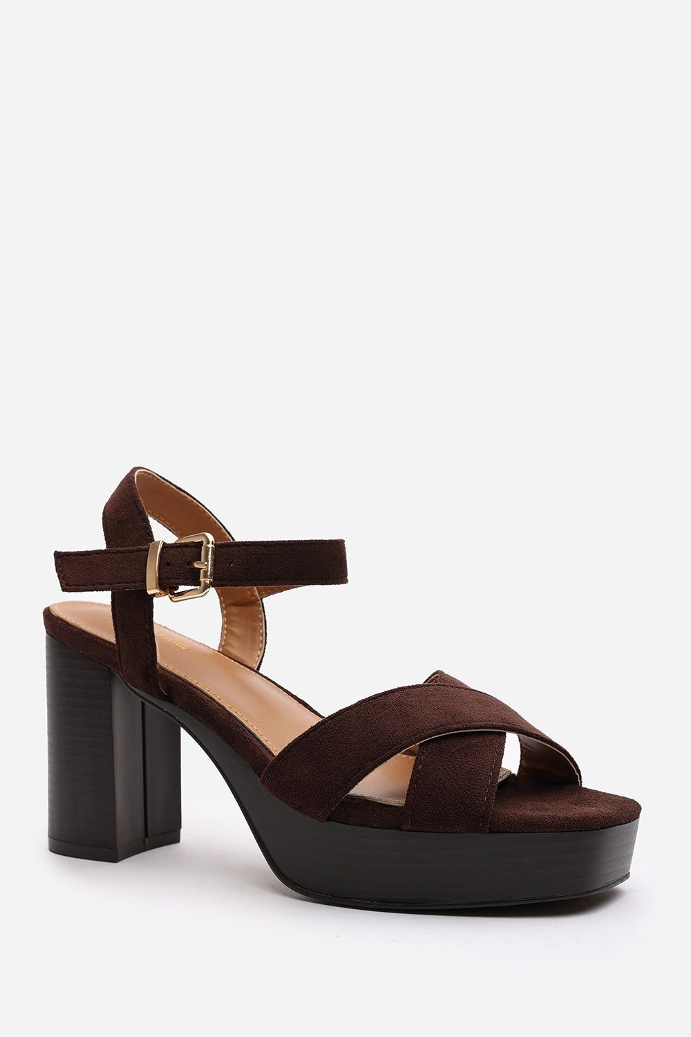 Where's That From 'Yvette' Suede Cross Over Platform Sandals With Buckle Strap image 3