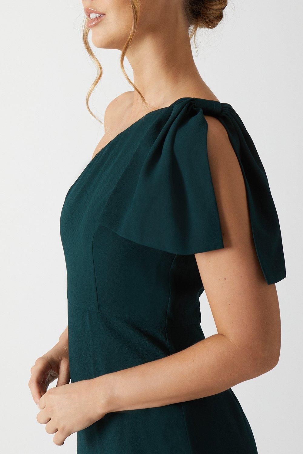 Coast Coast Honoured Bow One Shoulder Maxi Bridesmaid Dress Emerald image 4