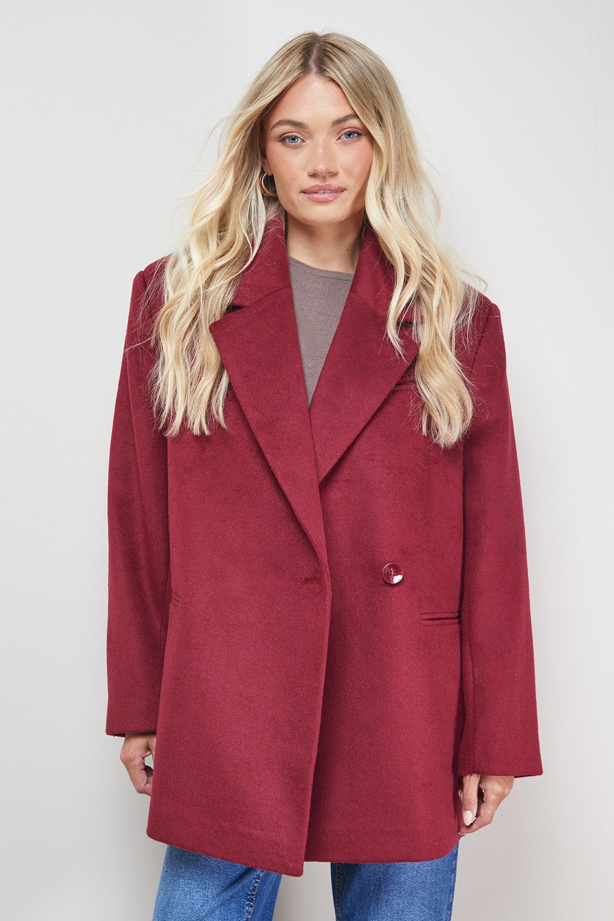 Oasis Relaxed Blazer Coat Berry image 2