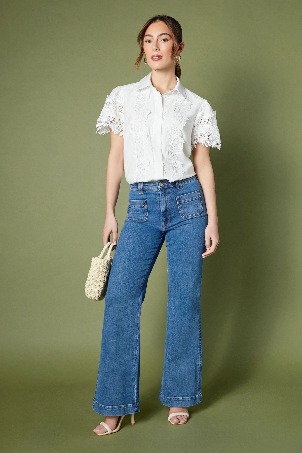 Coast Short Sleeve Lace Blouse Ivory image 2