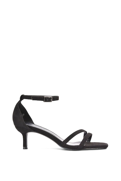 XY London 'Lea' Open Toe Strappy Low Kitten Heel Sandal Shoes