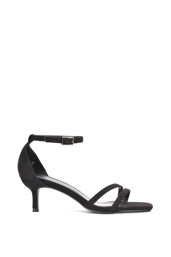 XY London 'Lea' Open Toe Strappy Low Kitten Heel Sandal Shoes