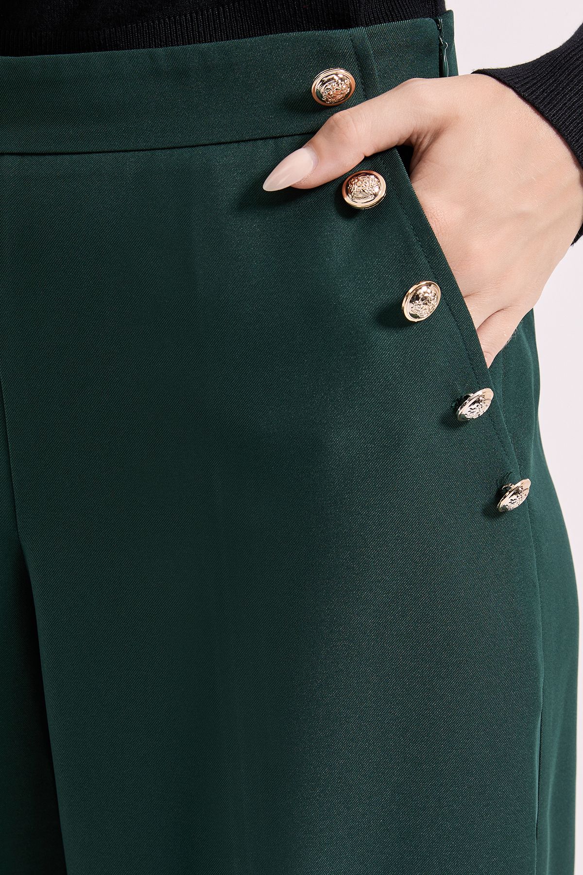 Dorothy Perkins Military Button Detail Wide Leg Trouser Green image 5