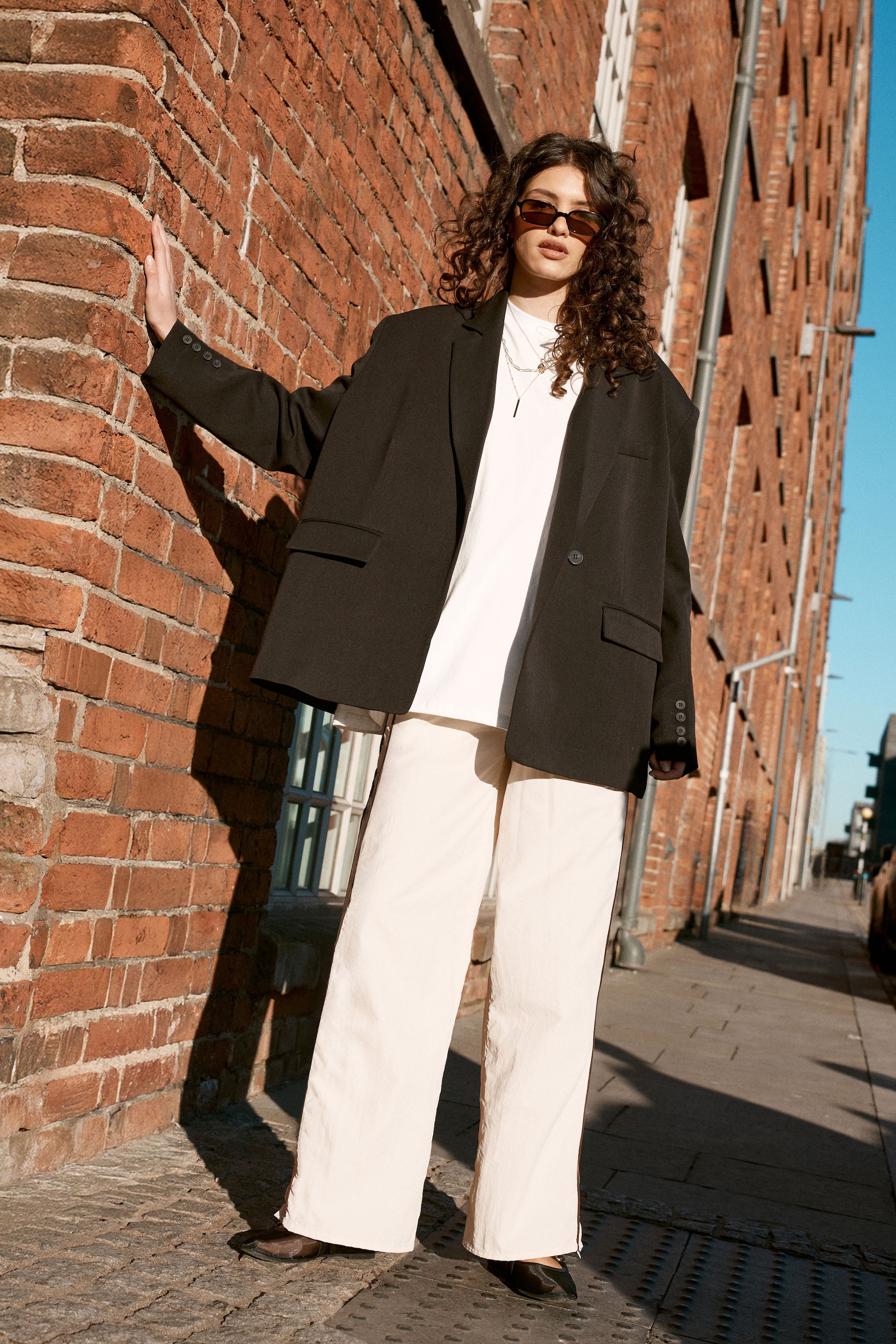 NastyGal Essentials Tailored Oversized Double Button Blazer Black image 2