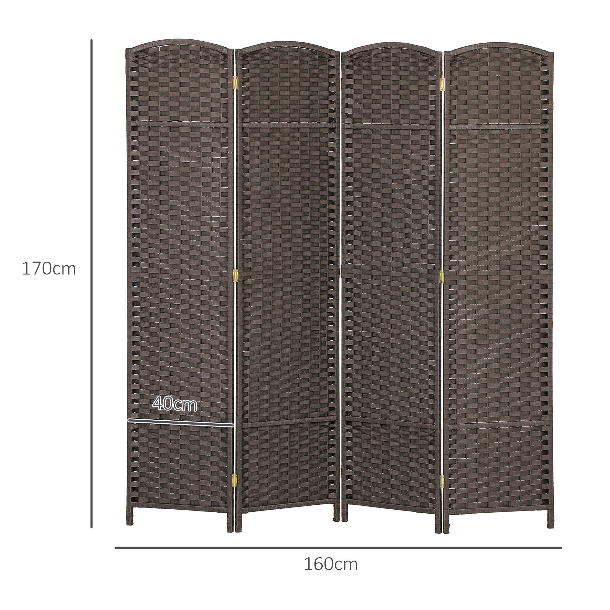 HOMCOM 4 Panel Folding Room Divider, Privacy Screen, 160 x 170cm, Brown image 3