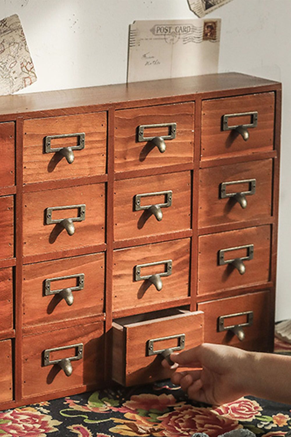 Living and Home Retro Wooden Drawer Organizer Box image 2